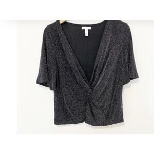 Leith Glitter Knotted Blouse Size Medium